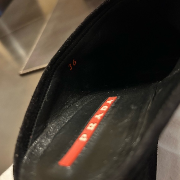 Prada Wedge Mule, Black Suede, size 6 - Picture 6 of 6